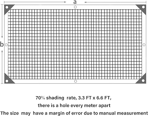 Miniatura 2 de winemana Tela para sombra 70% negra, lona de malla duradera de 3.3 x 6.6 pies con ojales, malla resistente para sombra solar de jardín con borde con