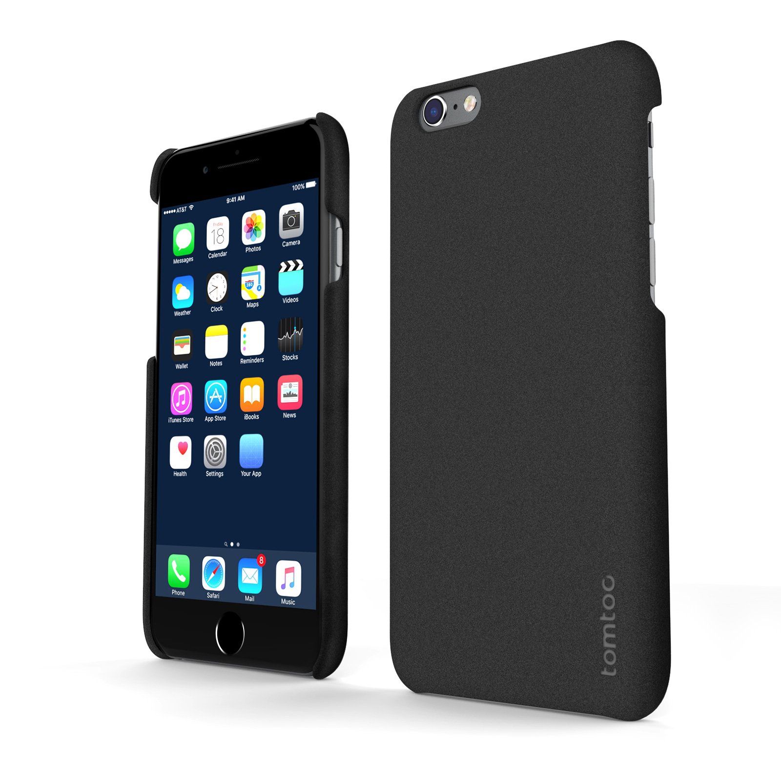 Tomtoc - Custodia rigida per iPhone 6S, iPhone 6S, 6, in arenaria, ultra sottile, colore: nero
