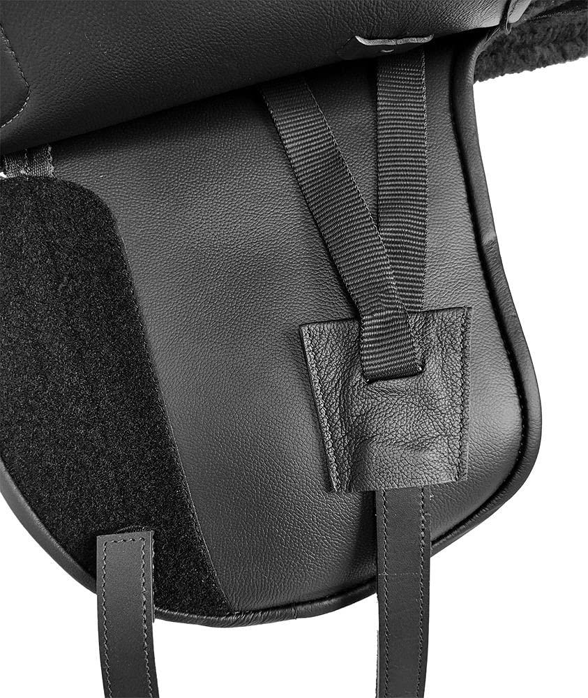 A&M Reitsport Baumloser Dressur Sattel Sheffield aus Rindsleder Schwarz mit Klettkissen, Größe:17 Zoll