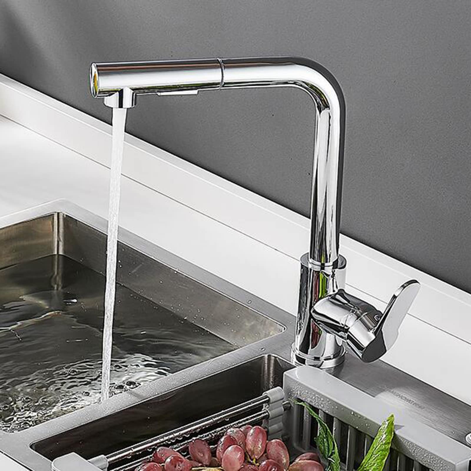 Robinet de cuisine avec douchette extractible en acier inoxydable noir - 3