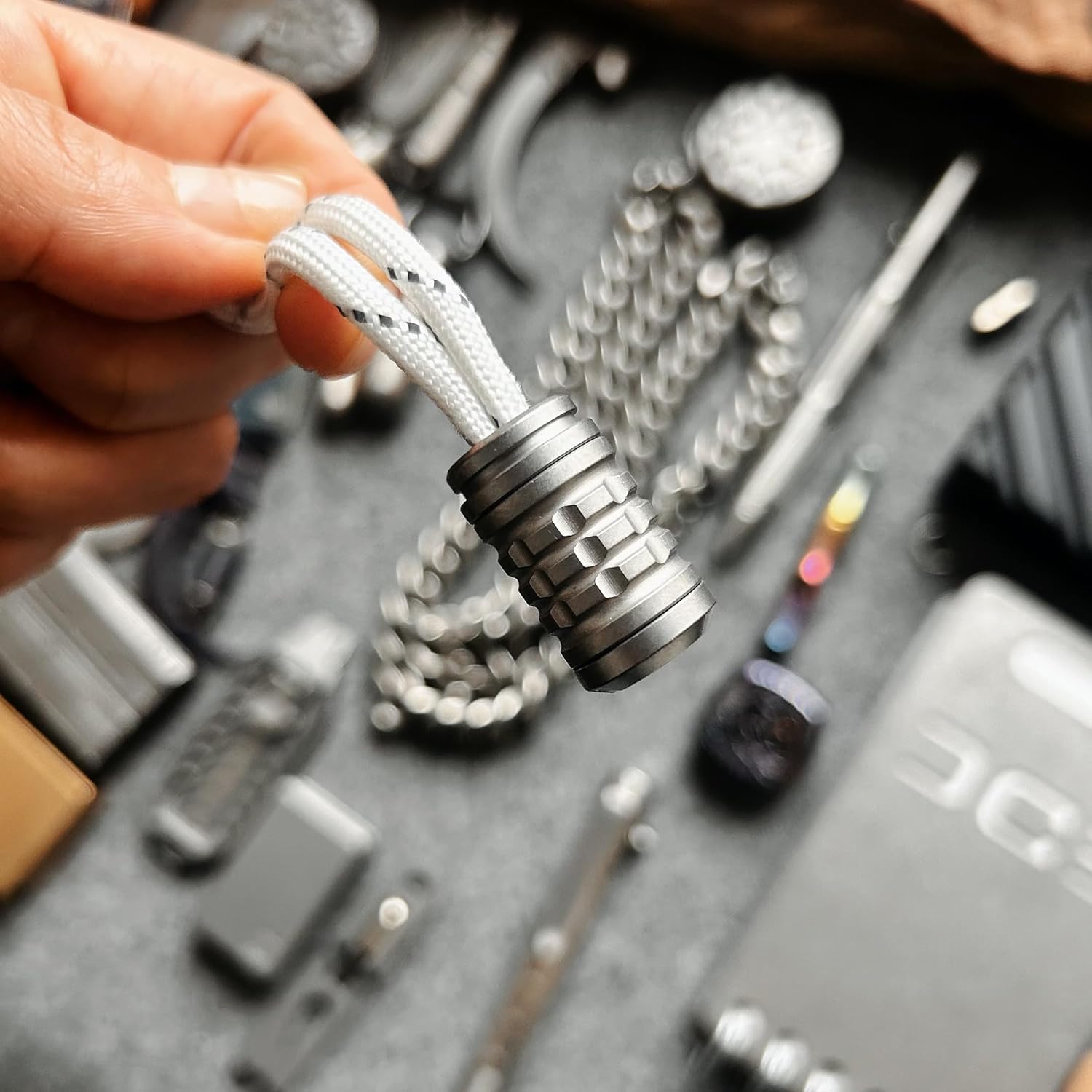 Titanium Paracord Bead Outdoor EDC Necklace Bead Stopper, Style 1 - Image 5