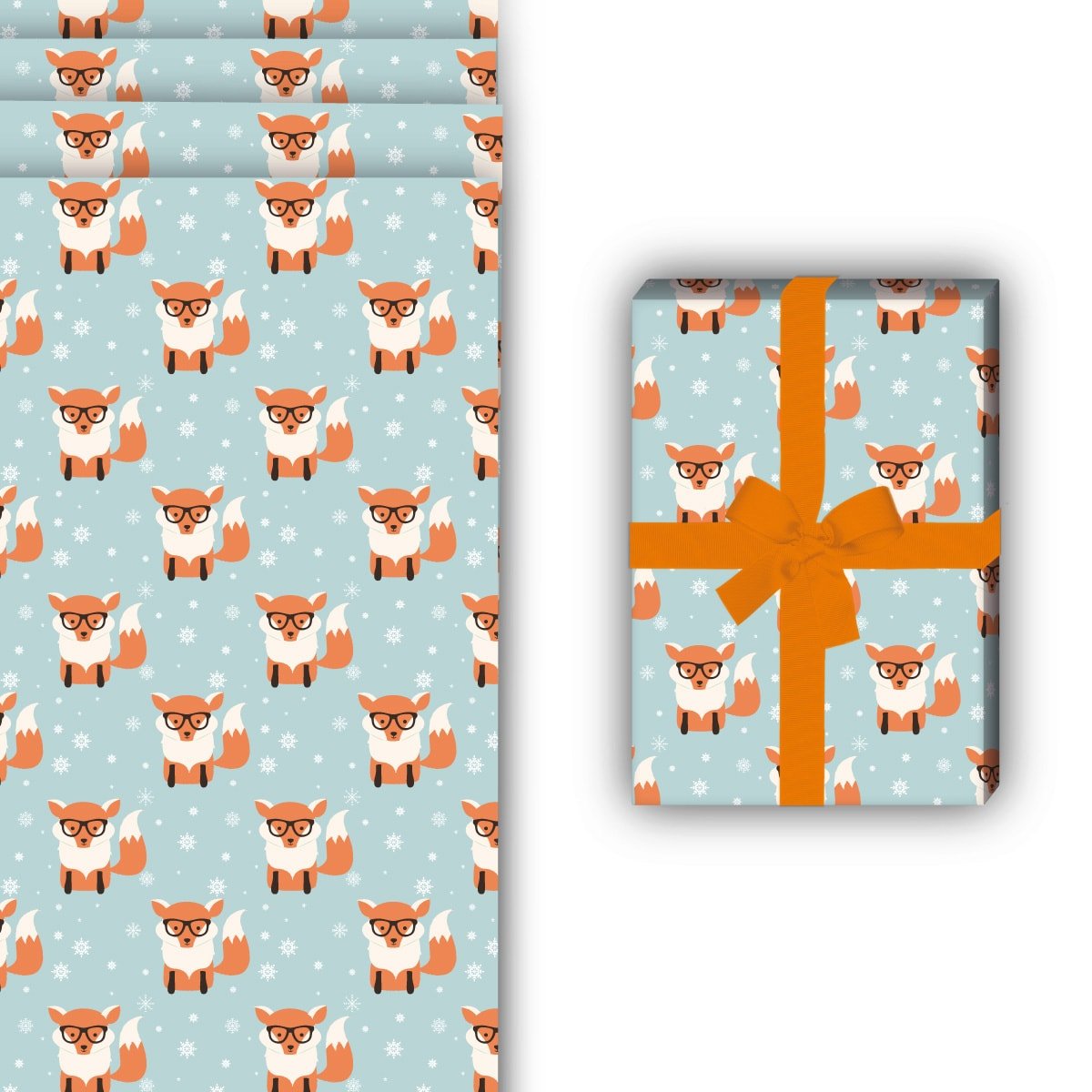 Fuchs Geschenkpapier Set - 6 Bögen Mit Anhängern Für Baby & Herbst Geschenke