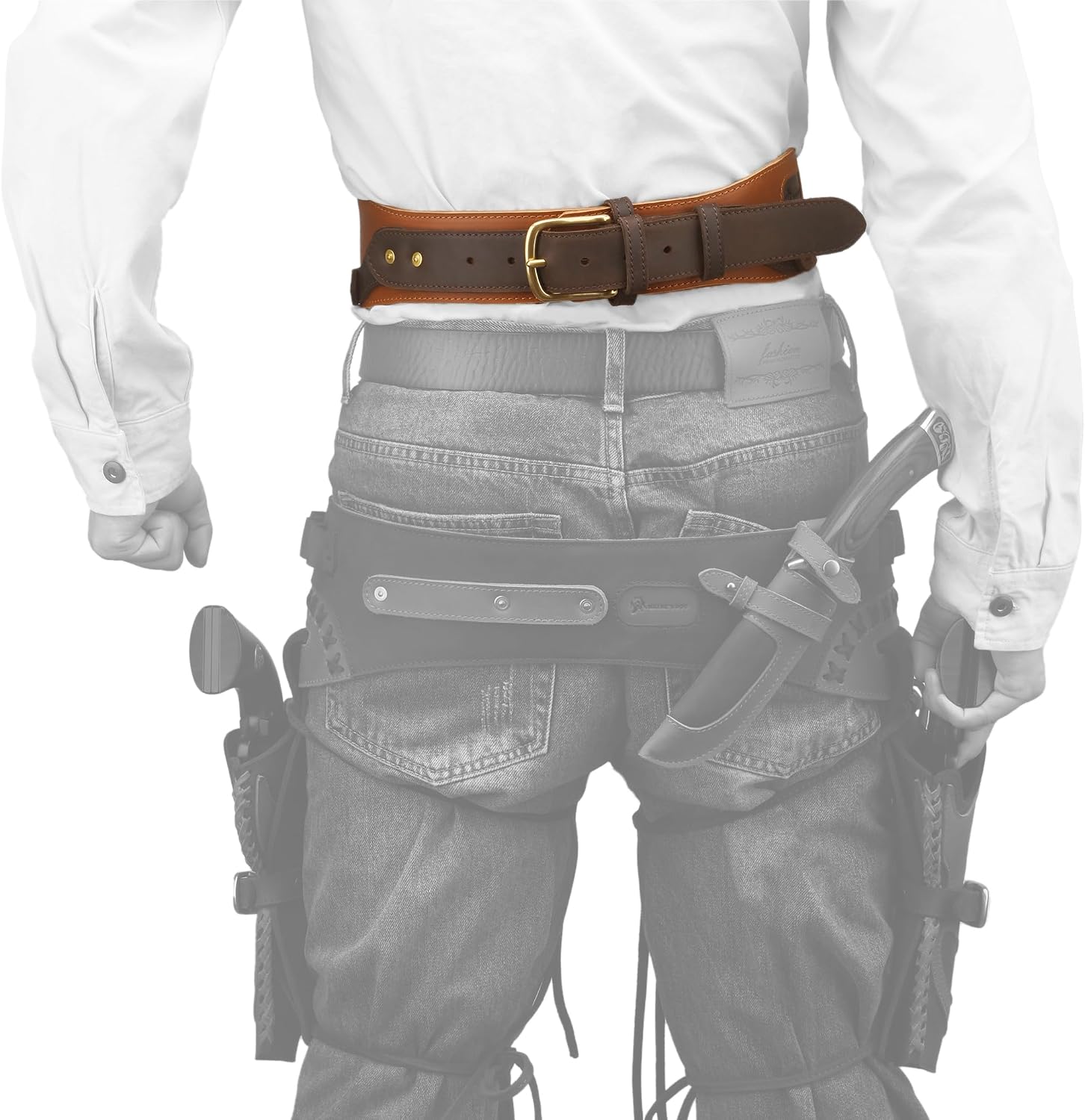 WAYNE'S DOG Cowhide Leather Shotgun Shell Bandolier Belt for 12 Gauge/16 Gauge Ammo Cartridge Belt