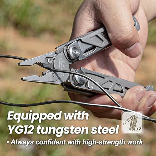 Miniatura 4 de Multitool - Paquete de 2 alicates multiherramienta de acero inoxidable 17 en 1 con autobloqueo, cuchillo de bolsillo, multiherramienta profesional