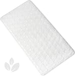 Bathtub Mat Non Slip with Suction Cups - 100% Rubber Bathroom Mat Textured for Bath Tub Shower Safety - Soft on Touch - BPA/PVC Free - Pet Dog Bath Mat - Machine Washable (White, 16" × 28")