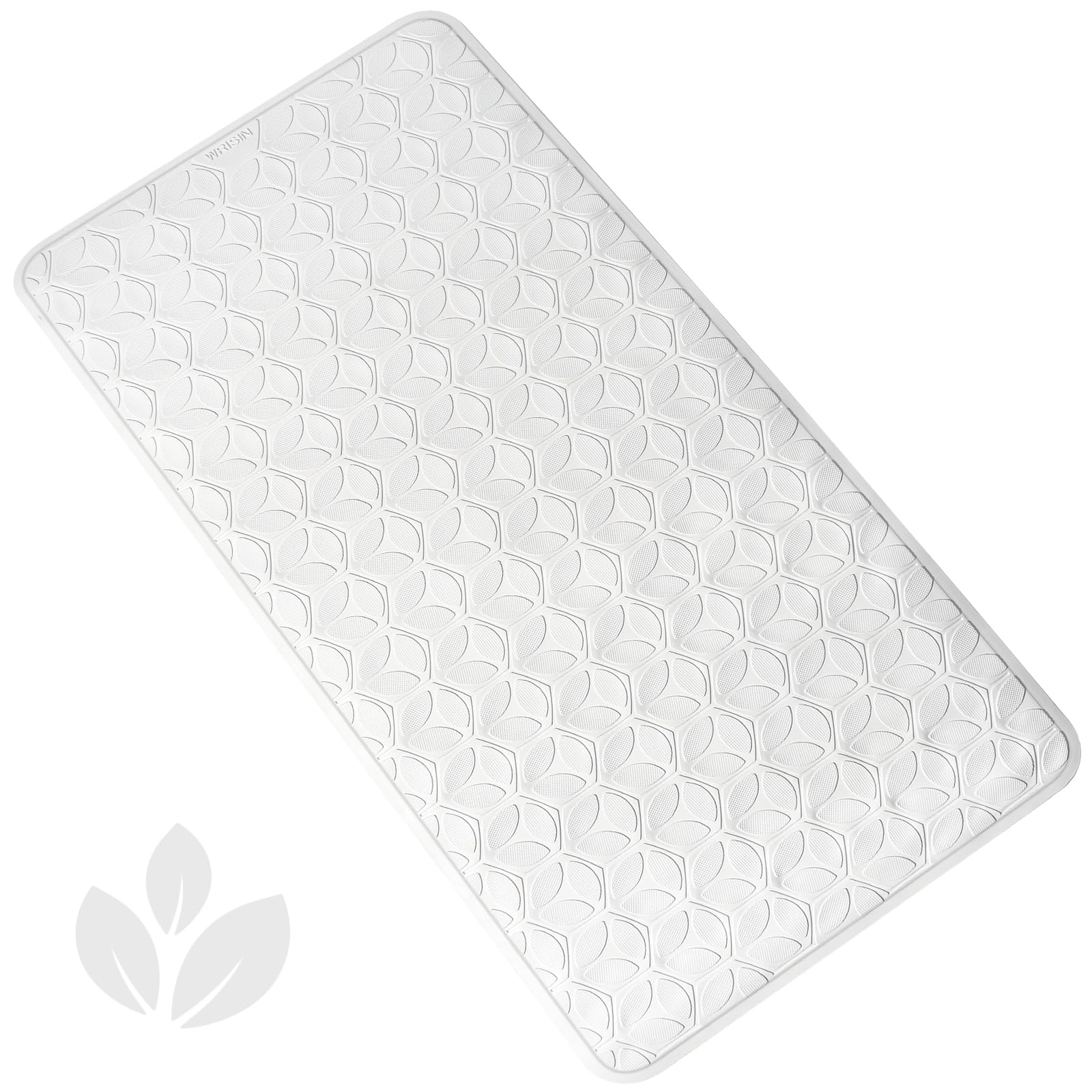 WRISIN Bathtub Mat Non Slip with Suction Cups - 100% Rubber Bathroom Mat Textured for Bath Tub Shower Safety - Soft on Touch - BPA/PVC Free - Pet Dog