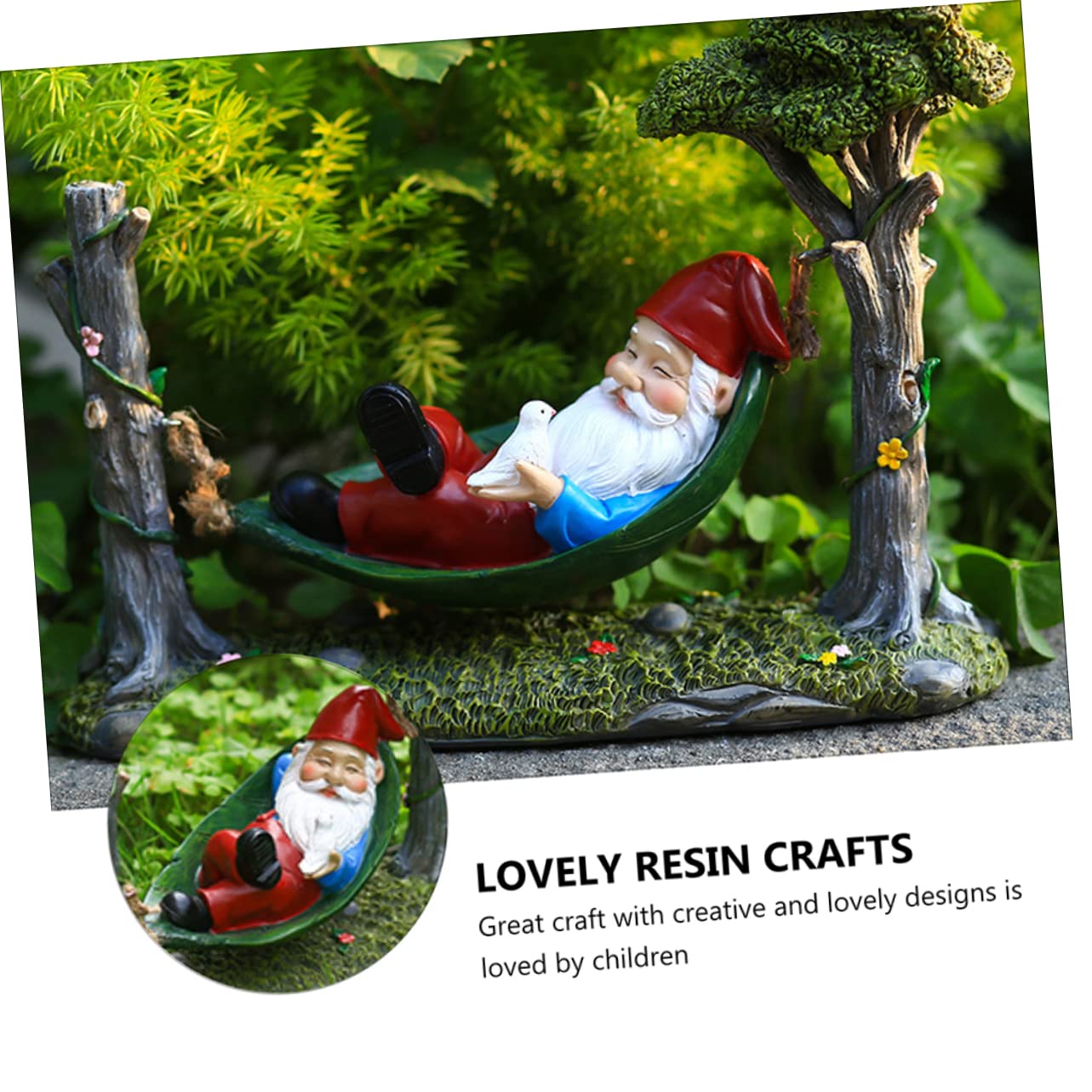 BESPORTBLE GNOME Décoratif Résine pour Jardin Ornement GNOME De Noël avec Hamac Cadeau De Fêtes Original