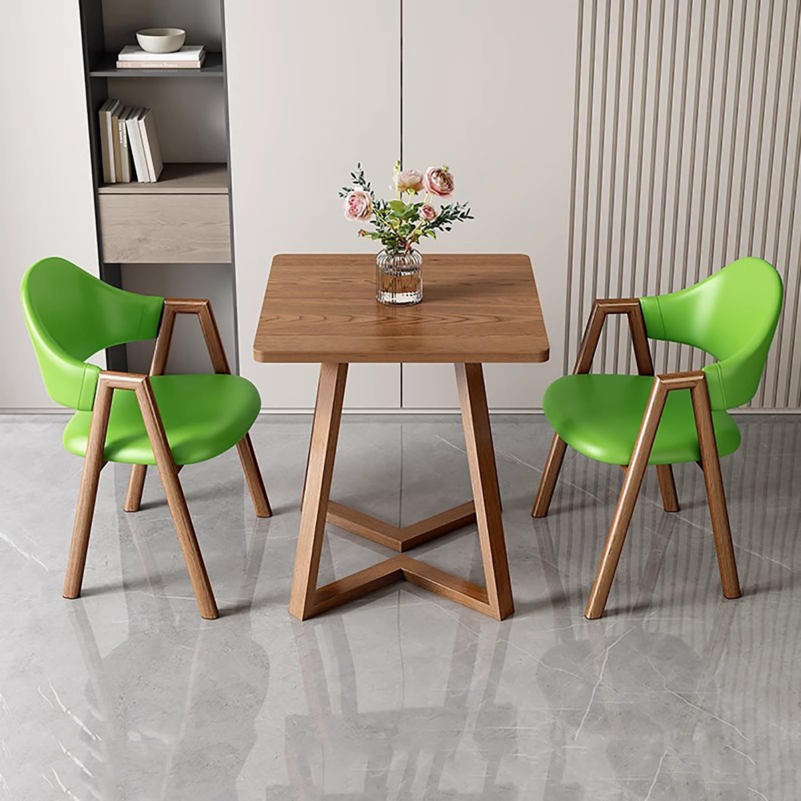 24" Square Dining Table Set with 1 Coffee Table & 2 Upholstered Faux Leather Chairs Modern Reception & Kitchen Furniture Stylish Armchairs in Multiple Colors.