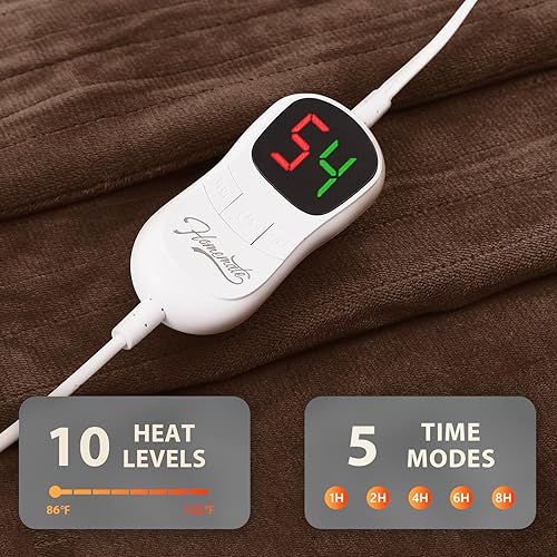Miniatura 110 de Homemate - Manta eléctrica térmica con apagado automático en 1, 2, 4, 6 u 8 h, 10 niveles de calor, tela de franela y sherpa, protección contra 01