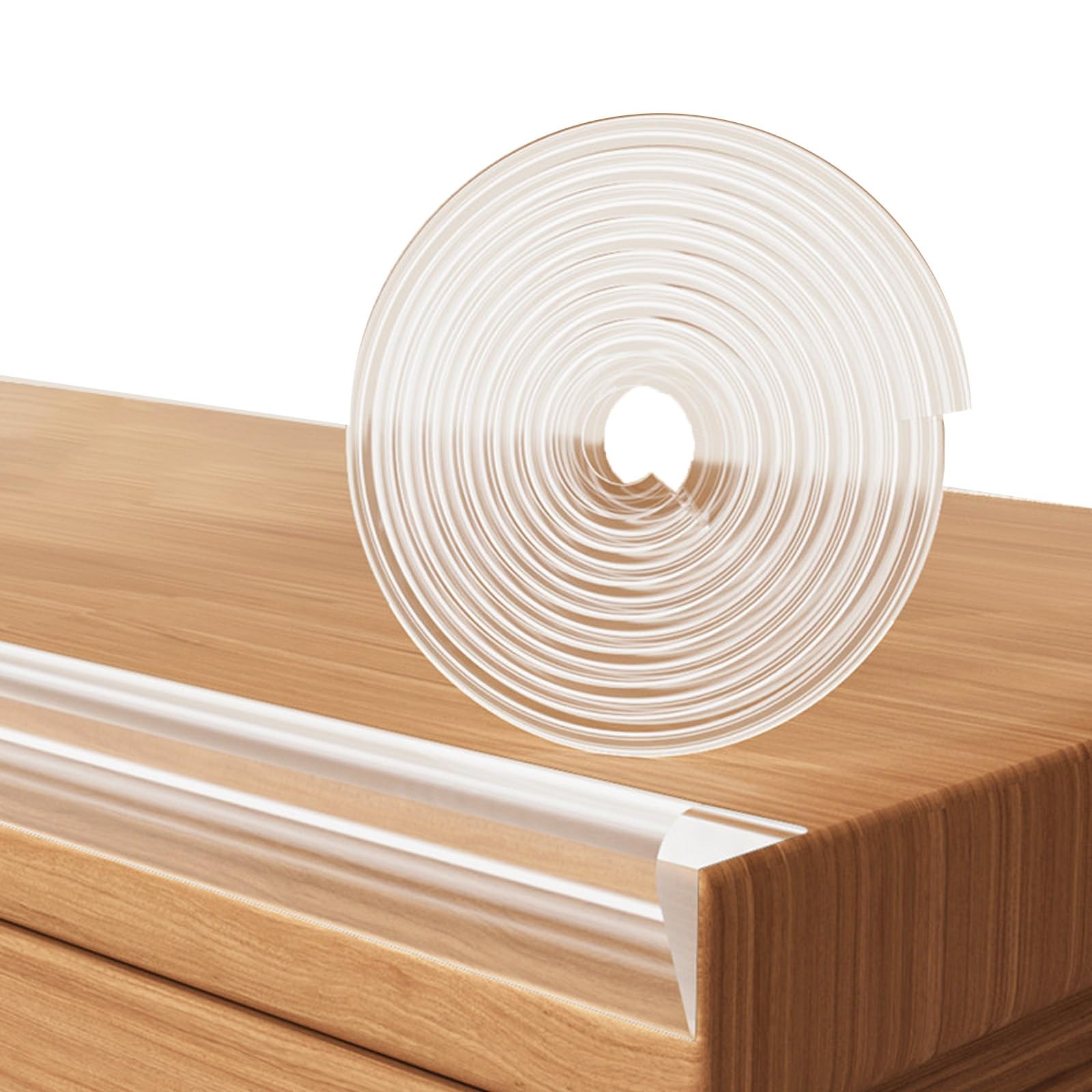 Stabile Tischkantenschutzstreifen,Treppenstufen Schutzstreifen,auf Maß Zuschneidbar,Leicht Zu Reinigen,Formstabil,Selbstklebende Rückseite,für Tischkanten(Transparent,6 m/19.6 ft)