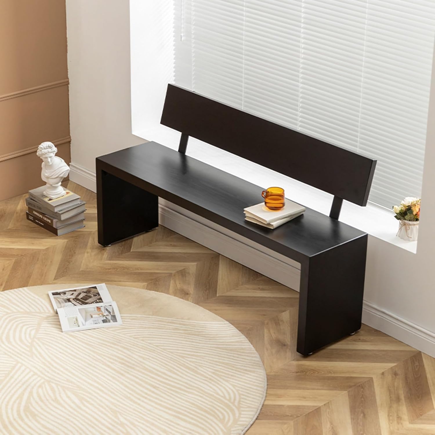 Farmhouse Indoor Wooden Living Room Dining Bench, Entryway Shoe Rack Bench, Wooden Bench Seat, Long Dining Stool for Kitchen Living Room Bedroom Hallway Entryway(100cm/39.4in)