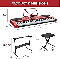 Vista 7 de Best Choice Products Juego completo de piano de teclado electrónico para principiantes de 61 teclas con teclas iluminadas, pantalla LCD