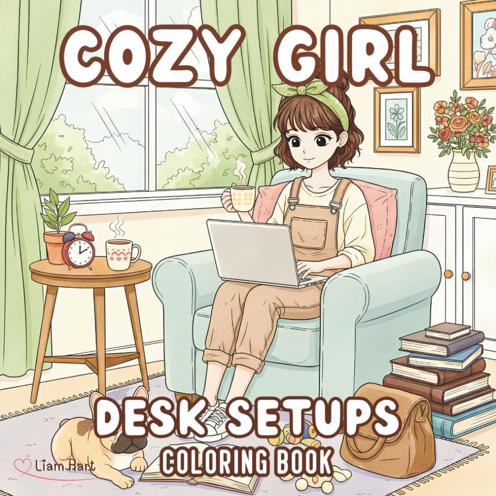 Cozy Girl Desk Setups Coloring Book: 50+ Relaxing Aesthetic Workspace Scenes for Teens & Adults (Cozy Girl Lifestyle Series)