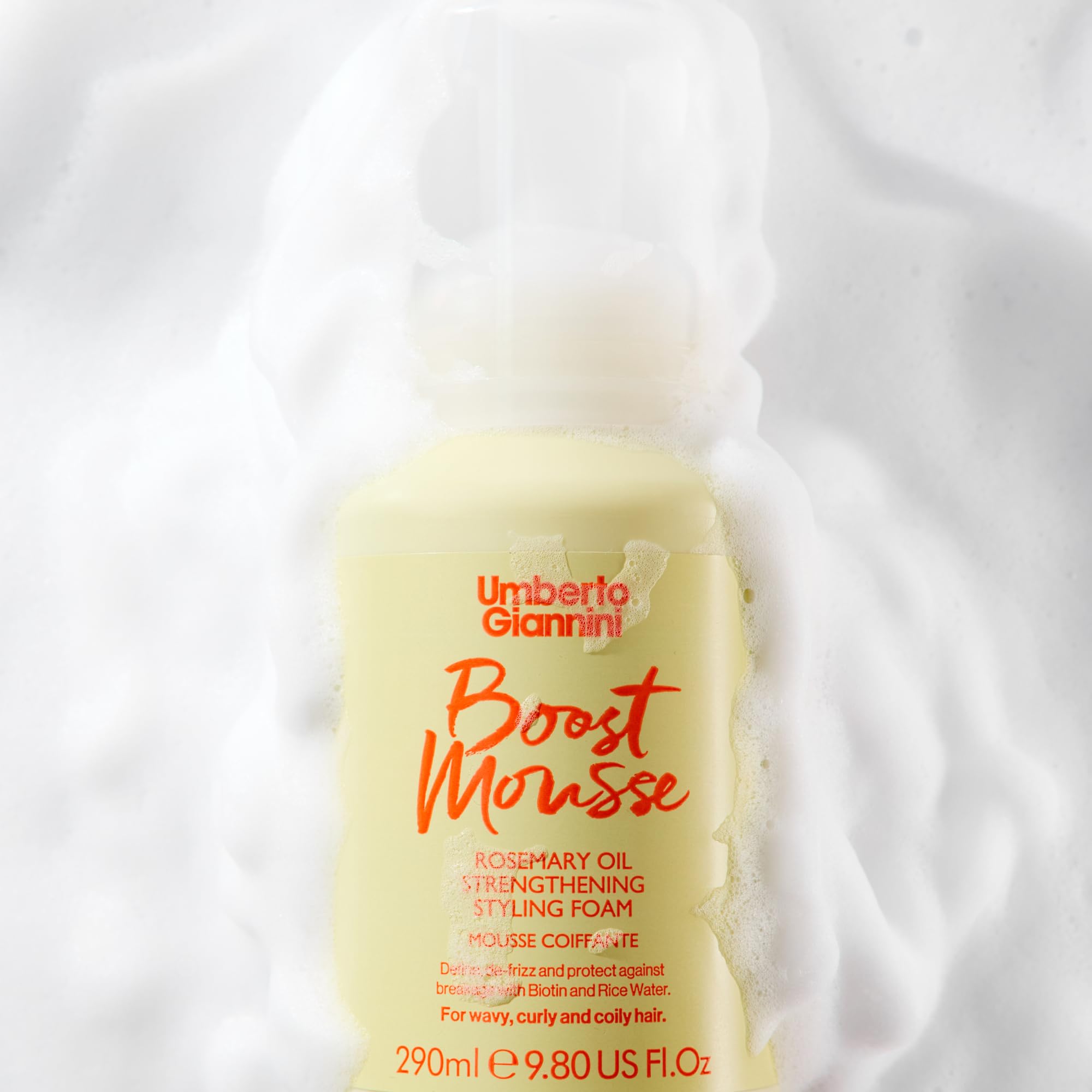 Umberto Giannini Strong Curls Mousse coiffante à l'huile de romarin pour cheveux bouclés, bouclés et ondulés – Comprend de la biotine – Sans sulfate et végétalien