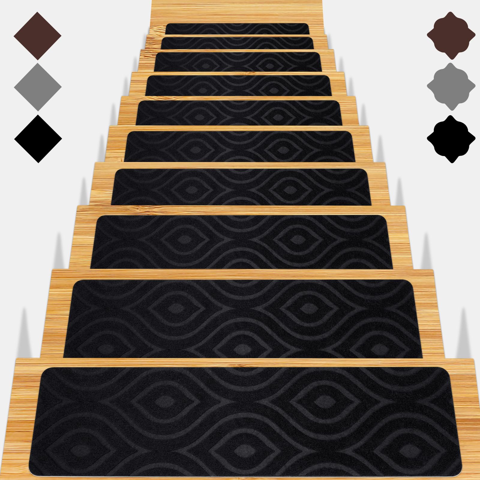 Photo 1 of Stair Treads for Wooden Steps 15pcs - 8x30in Carpet Stairs Runner Indoor Non-Slip Stair Mats for Kids Elders and Pets