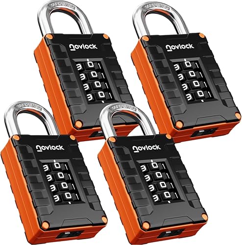 Miniatura 9 de Cerradura de casillero para gimnasio, escuela, hogar y trabajo | Candado de combinación de 4 dígitos | 1 paquete, negro Negro