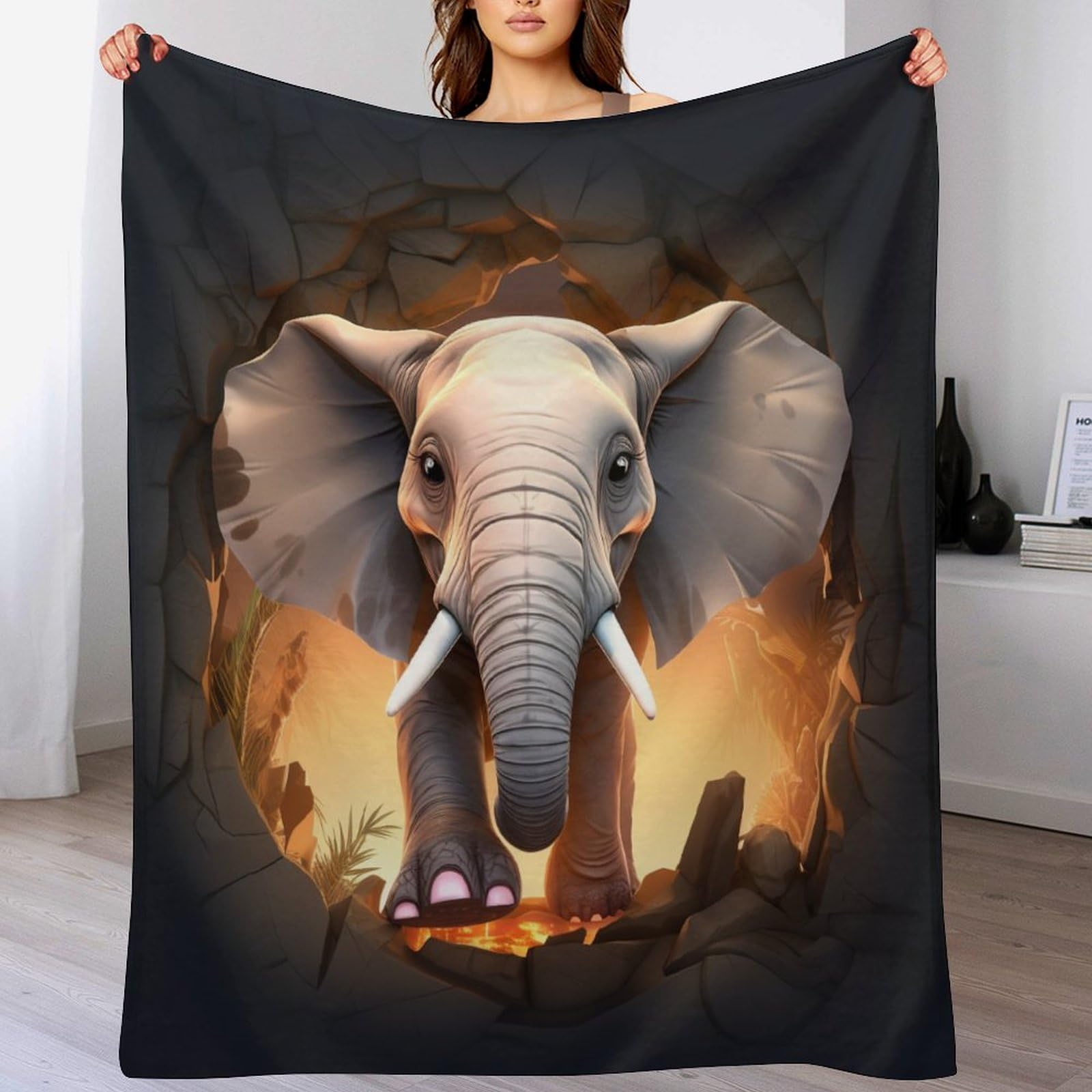 Couverture de canapé éléphant en flannel jeté de lit pour vos soirées cocooning