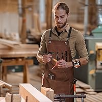 Vista 6 de WEARXI Aprons for Men, Woodworking Apron with Tool Pockets, Canvas Work Apron for Woodworkers, Mechanics, Blacksmiths, Carpenters S-XXXL, Mens