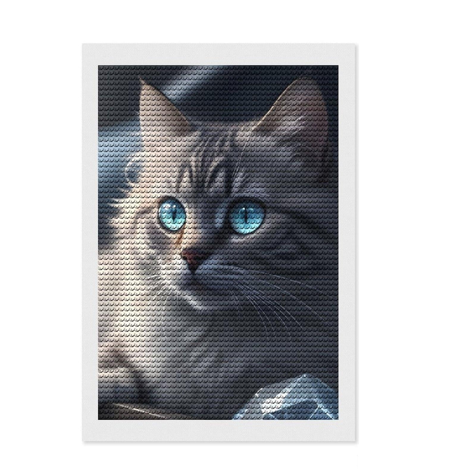 Junmoney Crystal Cat Sweet Diamond Painting Kit 8"x12", Gift Idea, Mindful Craft Project, Full Kit Included, Decorative Artwork