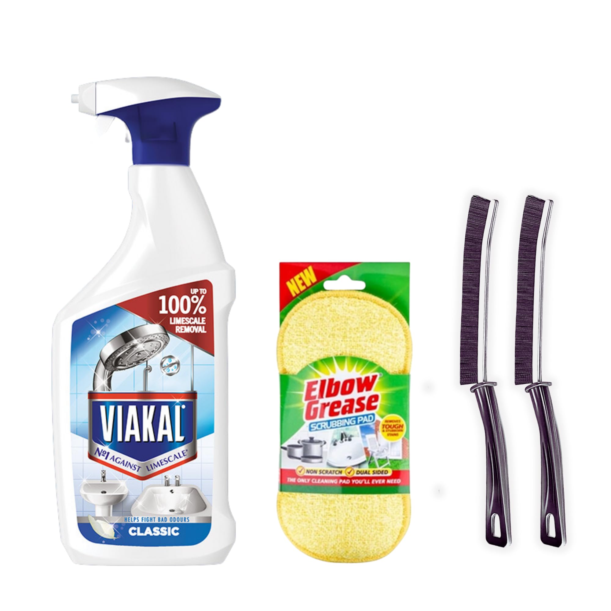 Sponsored Ad – Limescale Remover Spray Bundle: Classic Limescale Remover Spray 500ml with Elbow Grease Scrubbing Sponge & Crevice Cleaning Brushes - Ideal for Limescale Removal on Toilet, Shower & Kitchen Surfaces