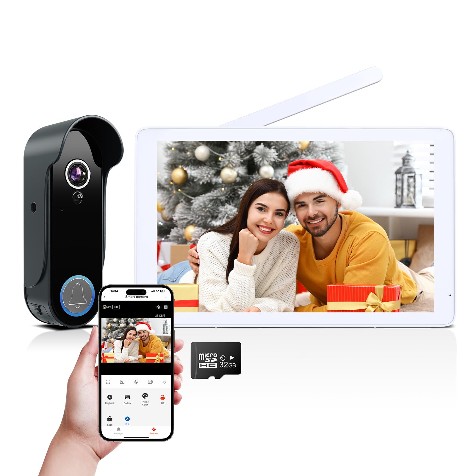 ACEBELL Smart 1080P WiFi Video Doorbell Camera with 8 Inch Touchscreen Monitor