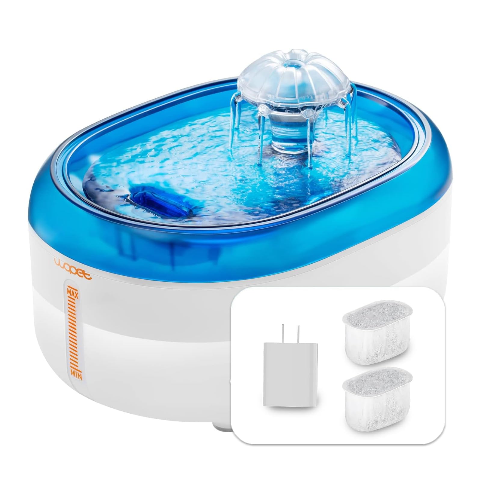 WOPET Cat Water Fountain, 2.1L Cat Water Dispenser with BPA-Free, Translucent Water Tank, Ultra Quiet Water Fountain for Cats Inside, Pet Water Fountain for Cats, Small Dogs