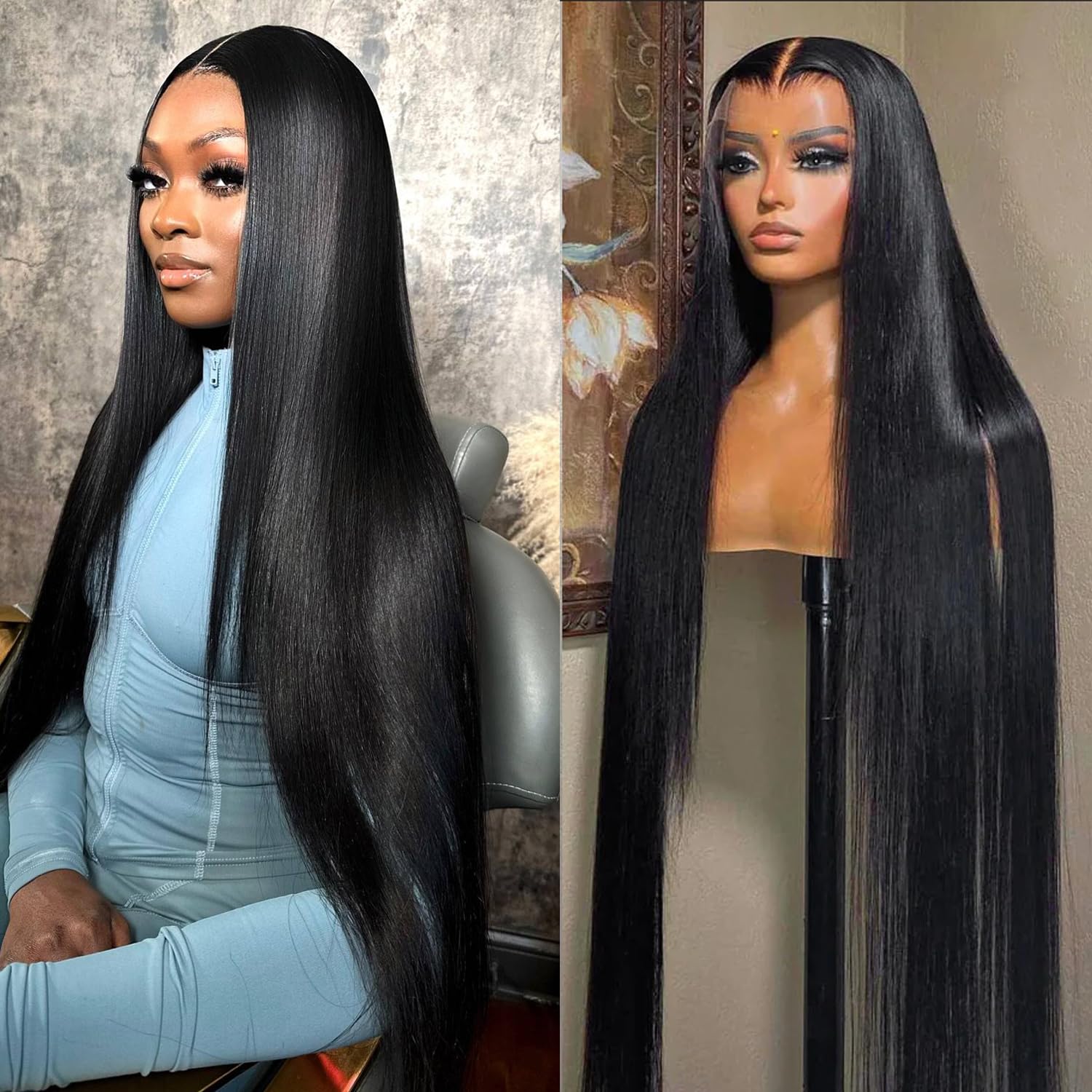 Lemoda 13x6 Straight Wigs Human Hair 210% Density 22 Inch 13x6 Full Frontal Lace Wigs Human Hair Breathable and comfortable Virgin 15A Straight Lace Front Wig f