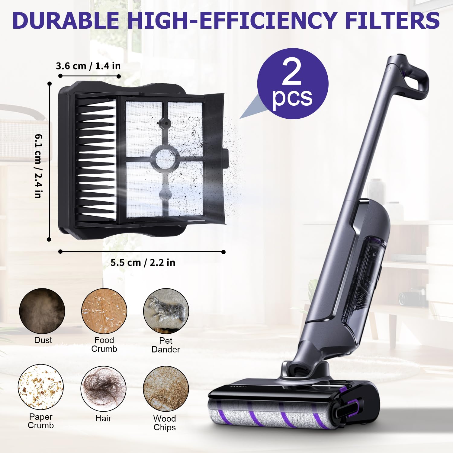 5 części zamiennych, akcesoria do Rowenta X-Clean 10, zestaw akcesoriów, wałek szczotkowy i filtr do Narwal S20 Pro/S2, części zamienne do odkurzacza na mokro i sucho (2 szczotki, 2 filtry, 1