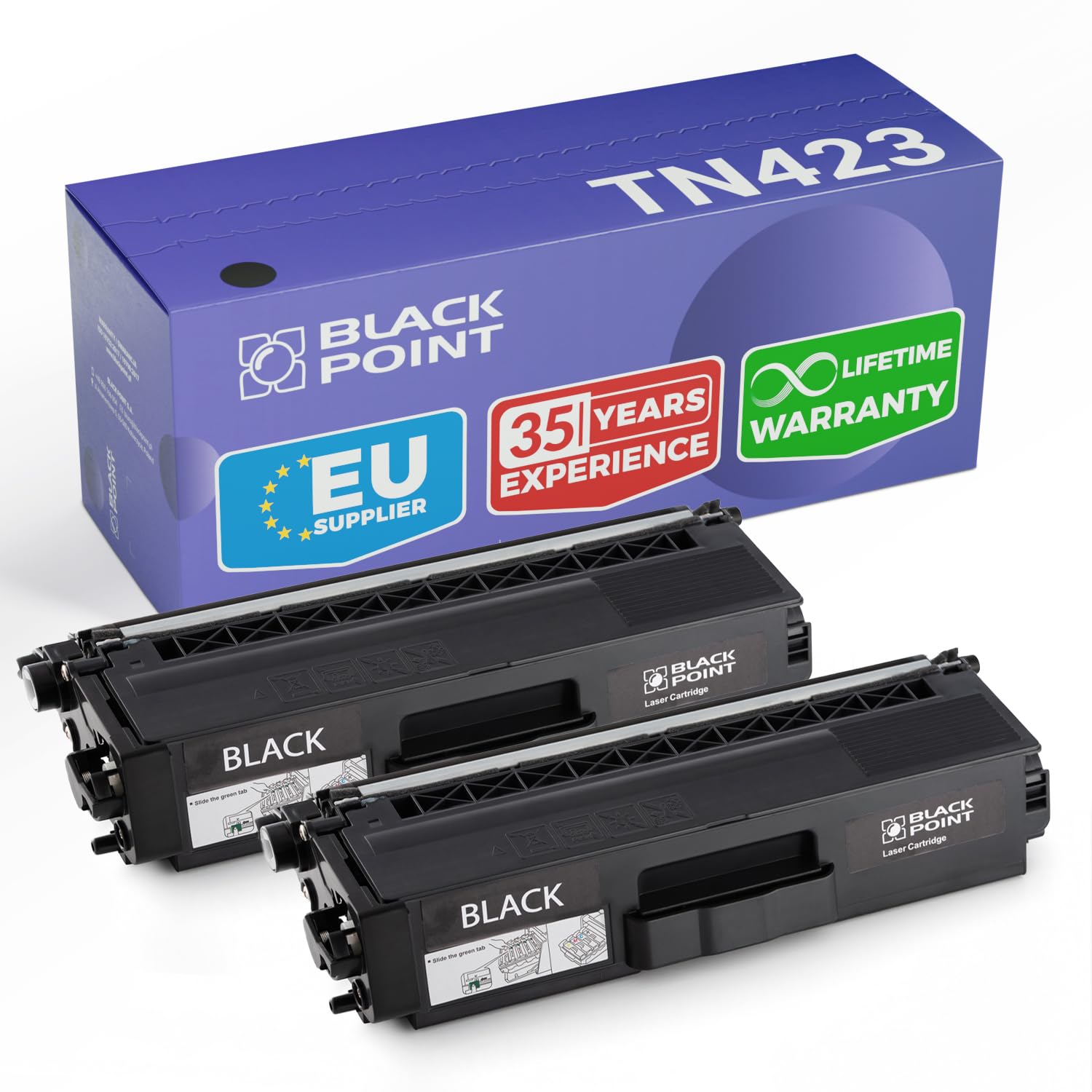 BLACK POINT Premium Toner 2 St. Kompatibel zu TN-423BK TN423 TN423BK TN-421BK TN421 TN421BK - Schwarz für Brother MFC-L8690CDW Brother MFC-L8900CDW DCP-L8410CDW HL-L8260CDW HL-L8360CDW DCP-L8410CD