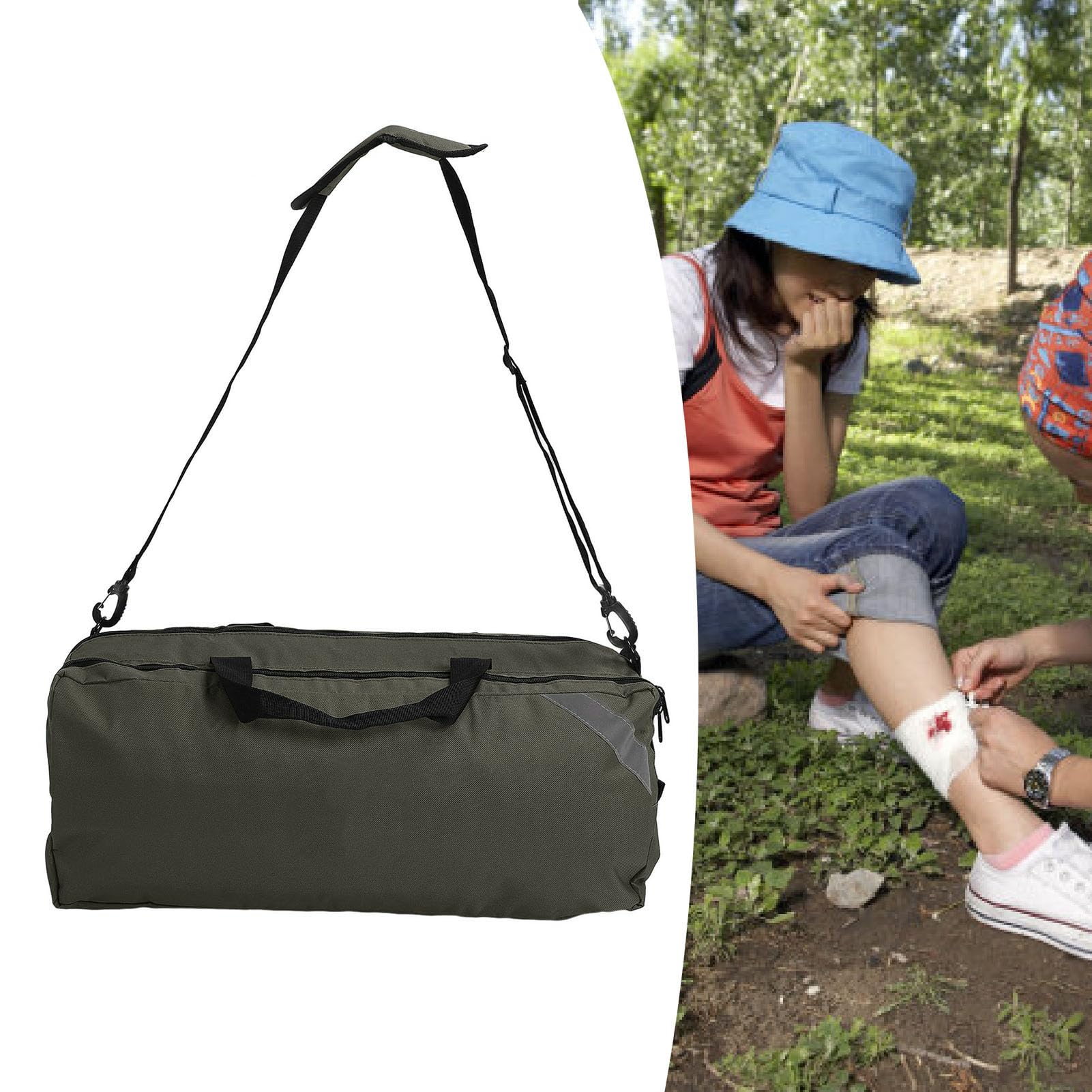 BTSEURY Aid Medical Bag, Oxford Cloth Travel Bag, Rectangle Shape Large Capacity Emergency Medical Supplies Bag (Green)