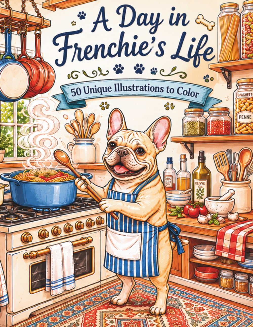 A Day in Frenchie's Life: 50 Unique Illustrations to color