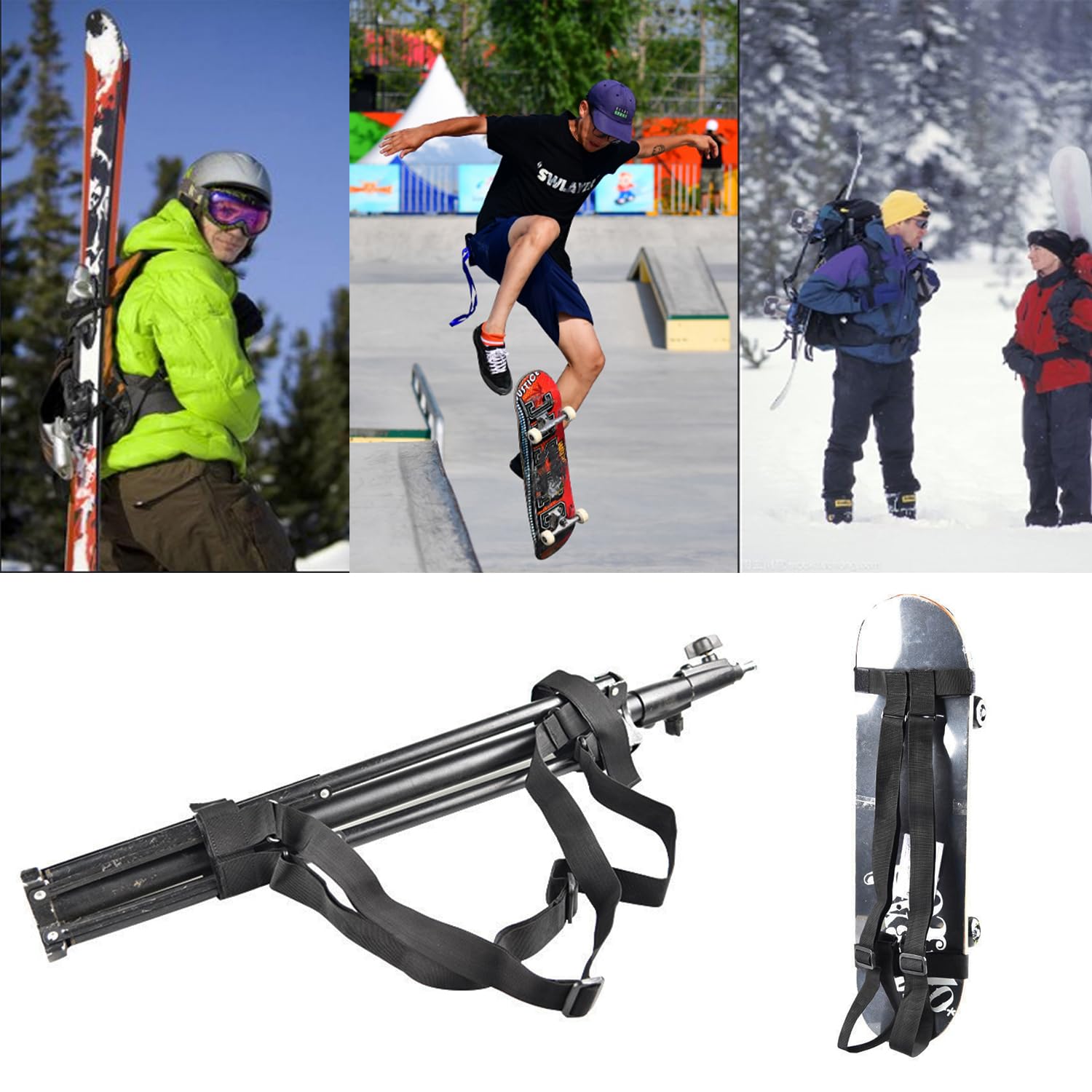 Transport pour épaule Skateboard, Porte-épaule pour Planche à roulettes, Sangle de Transport pour Épaule de Skateboard, Sac à Dos pour Longboard, pour Les Skateboards/Snowboards