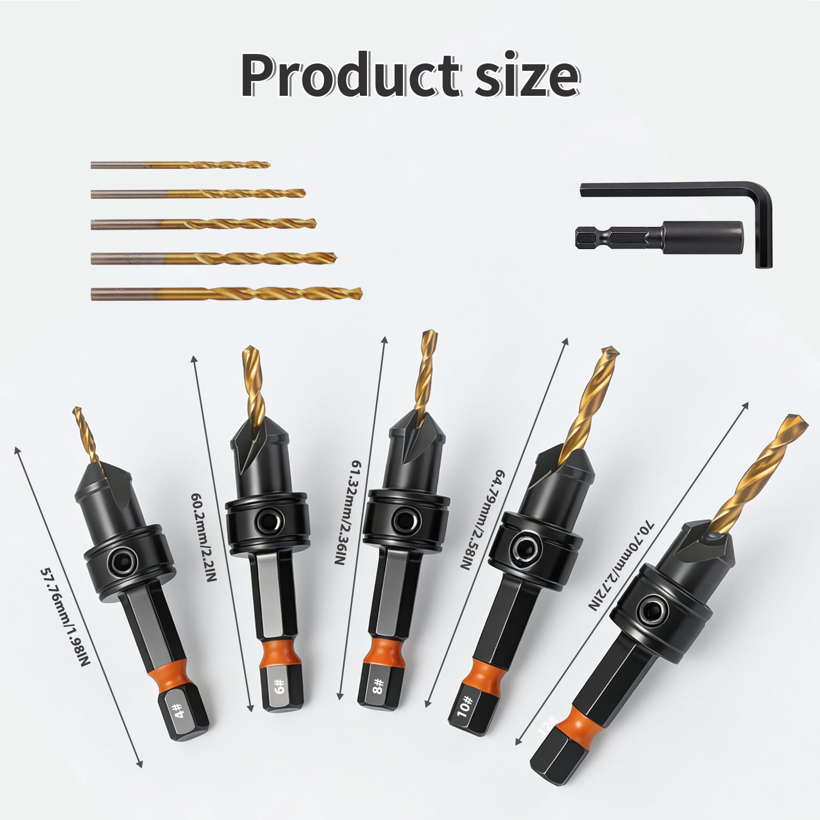 Countersink Drill Bit Set - 12 Pcs Adjustable -5 Countersink Drill Bit Set - 12 Pcs Adjustable -5