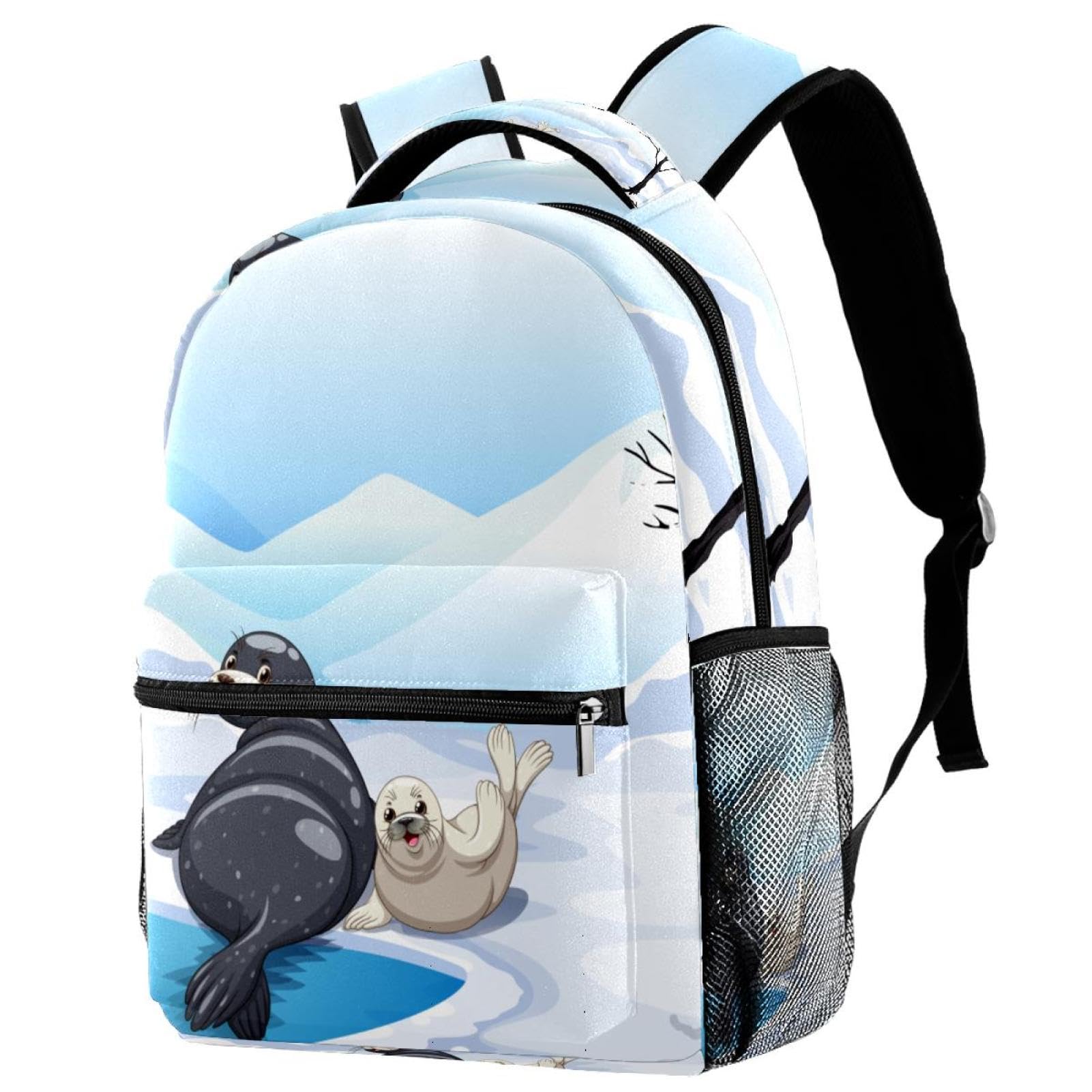 Sac à dos d'école multicolore imprimé phoques pour filles et garçons - 7