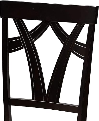 Miniatura 4 de Baxton Studio Sylvia Silla de comedor, estilo moderno, sillas de comedor, tapizadas, marrón, respaldo geométrico, patas cónicas, construcción de