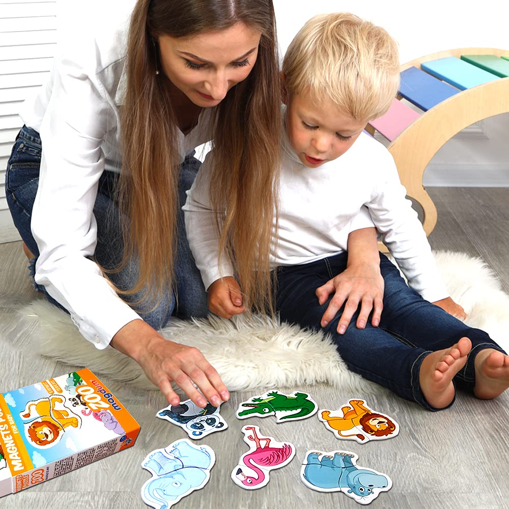 Puzzle Zoo Magnetico Bambini – 6 Puzzle Animali – Grandi Magneti Educativi Neonati – Gioco Montessori Prima Infanzia – Attività Frigorifero Scuola Materna –Regalo Bambini – Magdum
