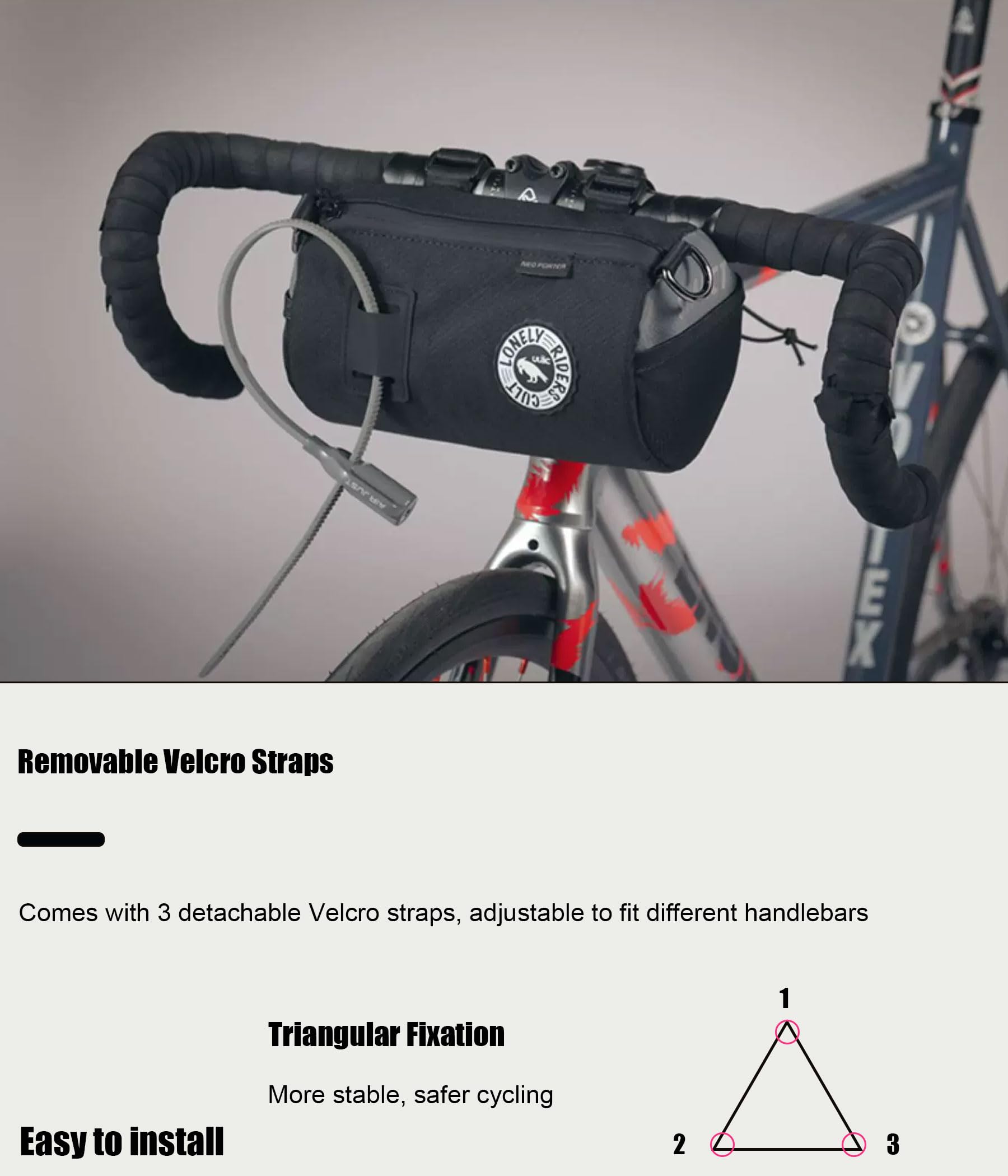 Bolsa para manillar de bicicleta, práctica bolsa de almacenamiento para manillar de bicicleta con correa para el hombro, bolsa de barril para bicicleta de montaña pequeña (negro, 1,5 L)