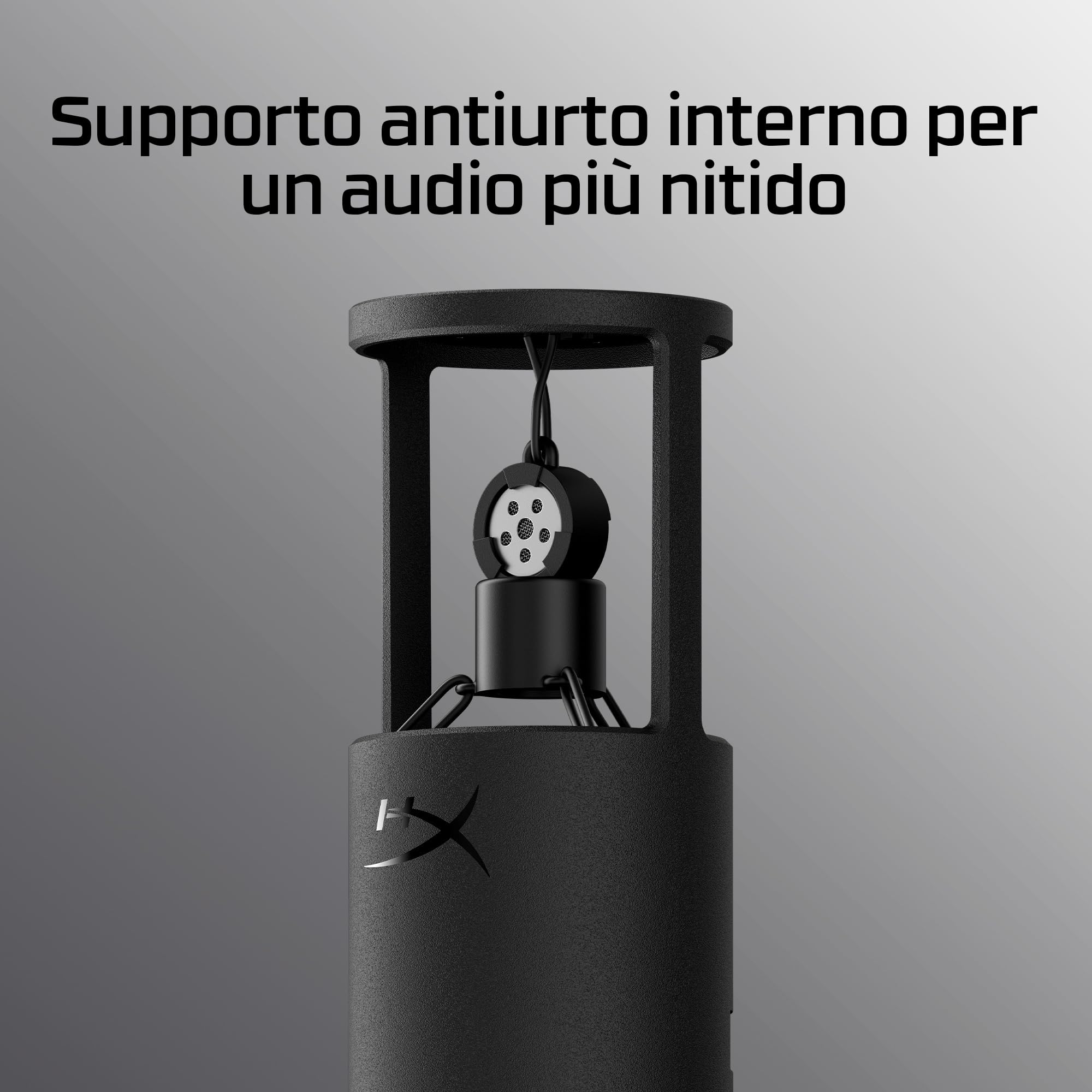 HyperX SoloCast 2, Microfono Usb-C Condensatore per Gaming, Streaming, Podcast, Compatibile Con Pc, Mac e Bracci Filettati, Controllo Con Software Ngenuity, Plug-and-Play, Audio Chiaro, Nero