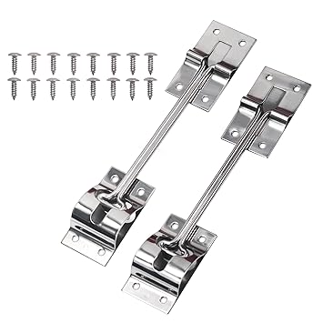 AutoWanderer Tool 6? RV Door Latch, Stainless Steel T-Style Trailer Door Holder Catch with Bracket Screws for Camper Cargo Door Holder Latch, Entry Door Hardware, 2 Pack