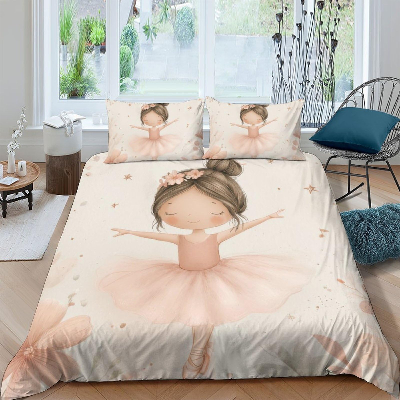 Ctjqhvkz Style-1 3D Printed Pink Ballerina Fitted Sheet Microfiber Soft Non-Slip Mattress Cover For Bedroom Guest Room Artistic Decor Single（135X200cm）