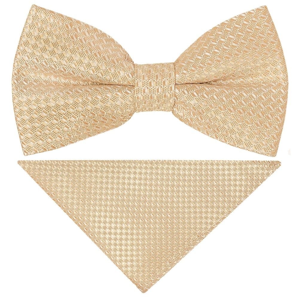 Ties R Us Boys Gold Pre Tied Textured Bow Tie And Pocket Square Set Age 8-11