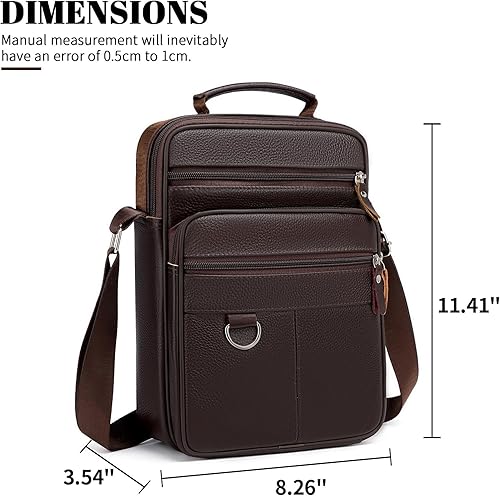 Miniatura 3 de Bolso de mensajero de cuero para hombre, maletín grande de viaje de negocios, bolso cruzado para hombre, bolso de hombro