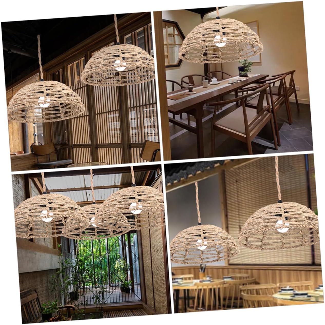STOBOK Replacement Woven Chandelier Lampshade Durable Straw Rope Ceiling Light Fixture Stylish Pendant Shade for Restaurants Bars and Homestays Unique Design for Cozy Atmosphere