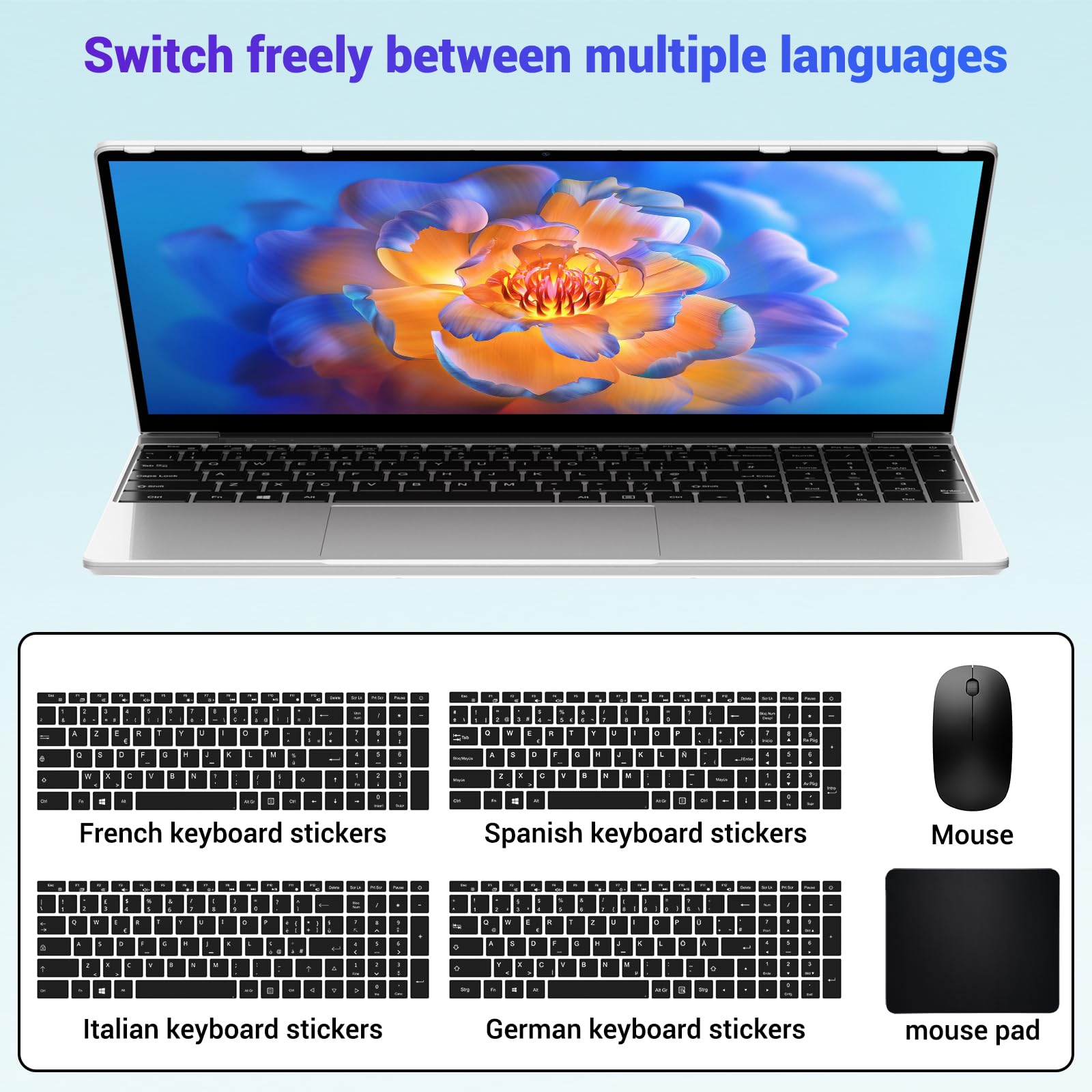 PC Portatile 15.6 Pollici,N95(Fino 3,4 GHz) 16GB DDR4 512GB SSD TF 1TB,Win11 Notebook,1920 * 1080 FHD,Tastiera retroilluminata/5G WiFi/USB-C 3.0/HDMI/Tastiera Italiana Membrana,Grigio