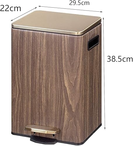 Miniatura 9 de JYDQM Bote de basura retro para decoración decorativa, papelera de acero inoxidable de chapa de madera, papelera para el hogar, sala de estar,
