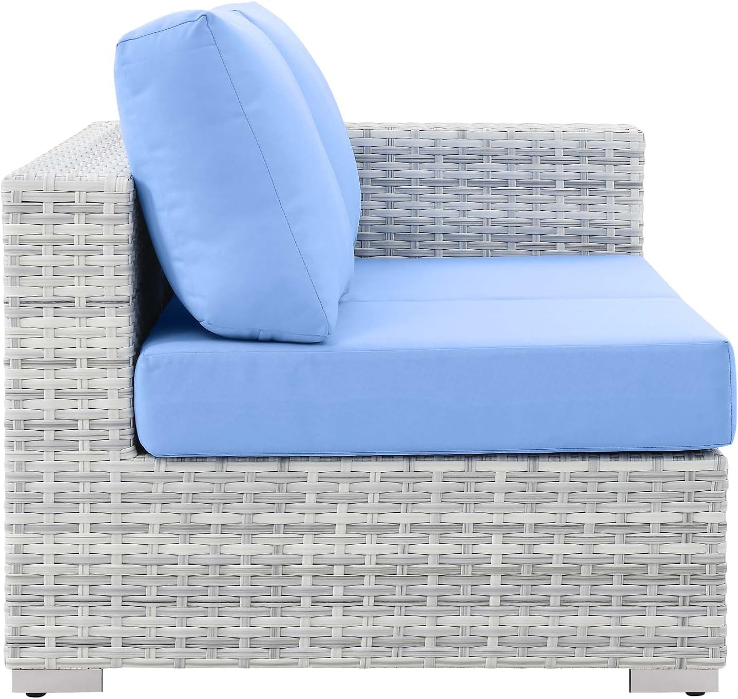 Modway Convene Wicker Rattan Outdoor Patio Left-Arm Loveseat in Light Gray Light Blue