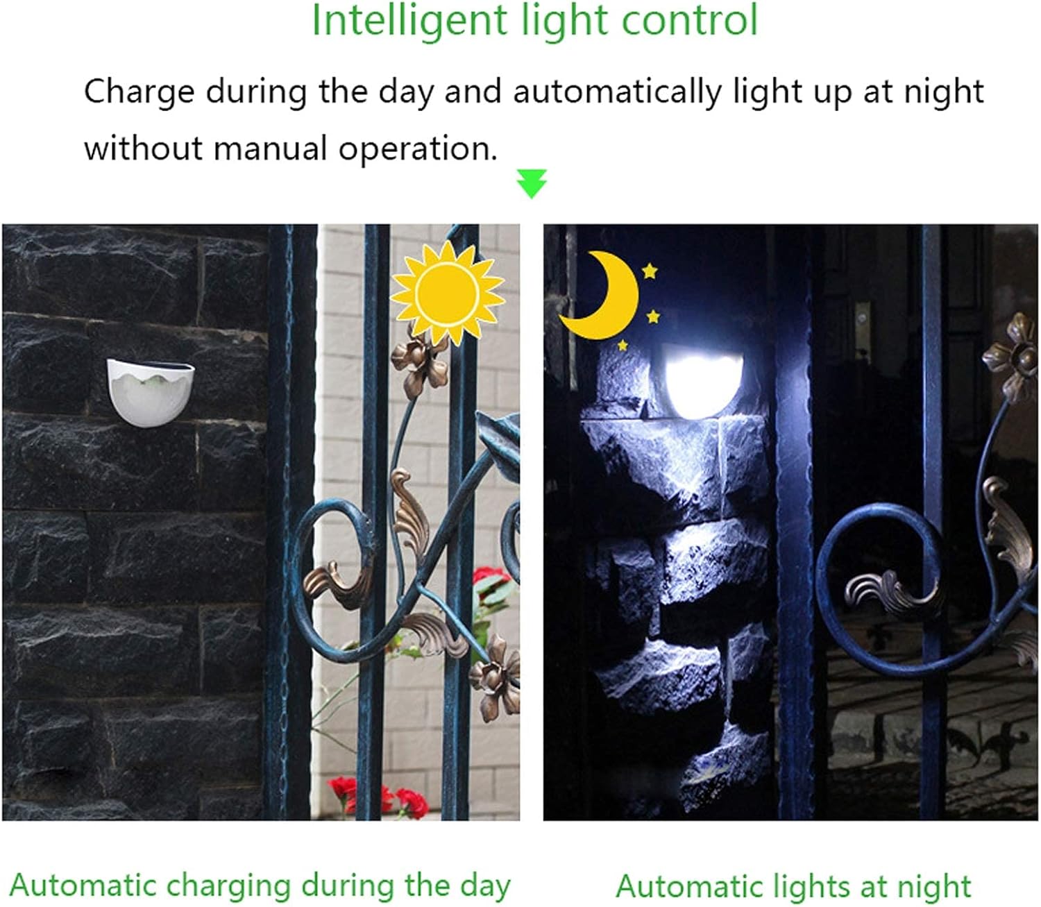 6 Pack Outdoor Wireless Solar Fence Lights 6 Led White Light Solar Lamp Decoration IP55 Waterproof Solar Security Light for Porch Garden Yard Patio Deck (Color : White Light)