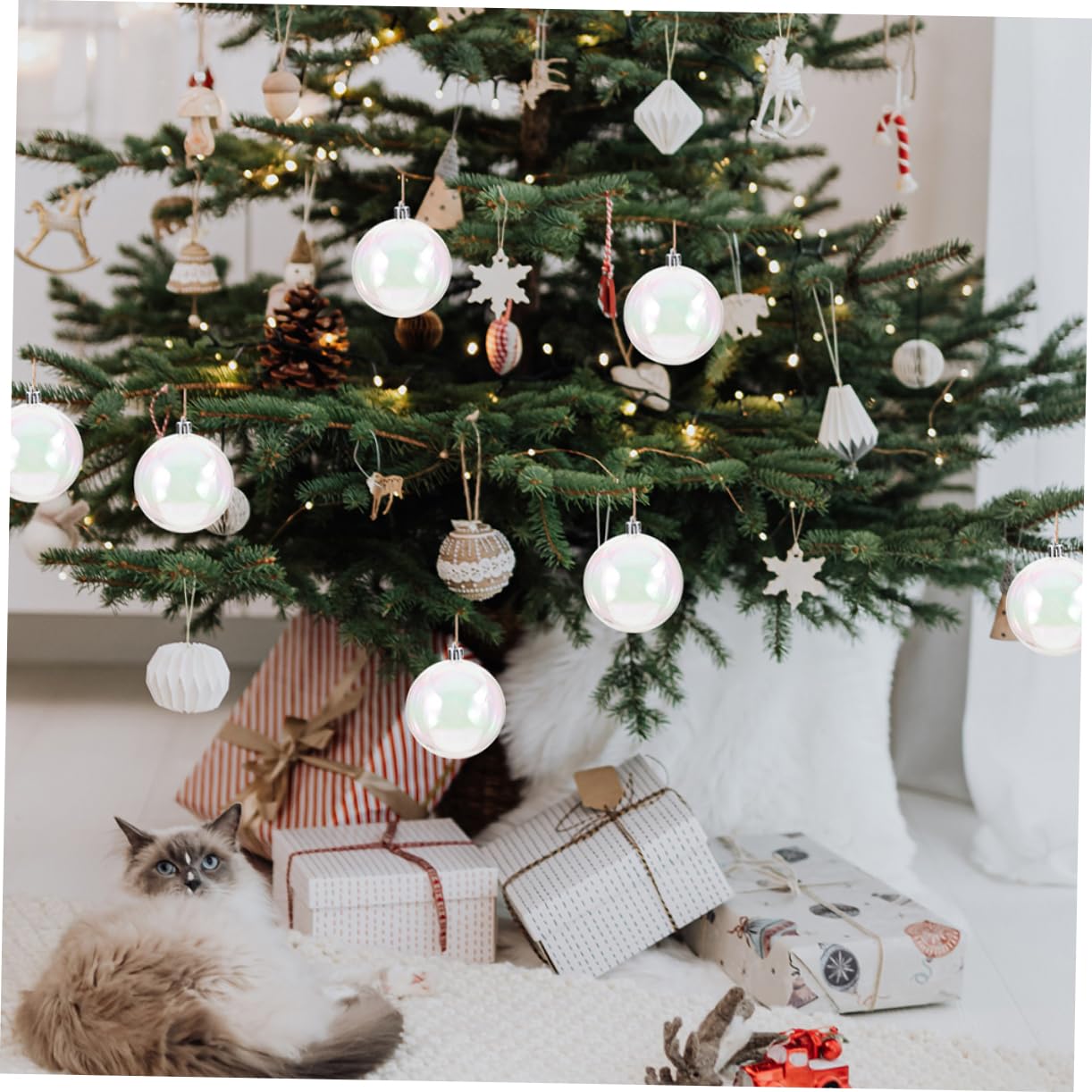 Alasum 40piezas Bolas Navideñas Colgantes Decorativas De Plástico Transparentes Iridiscentes Rellenables para Árboles De Navidad Fiestas y Decoración De Ventana