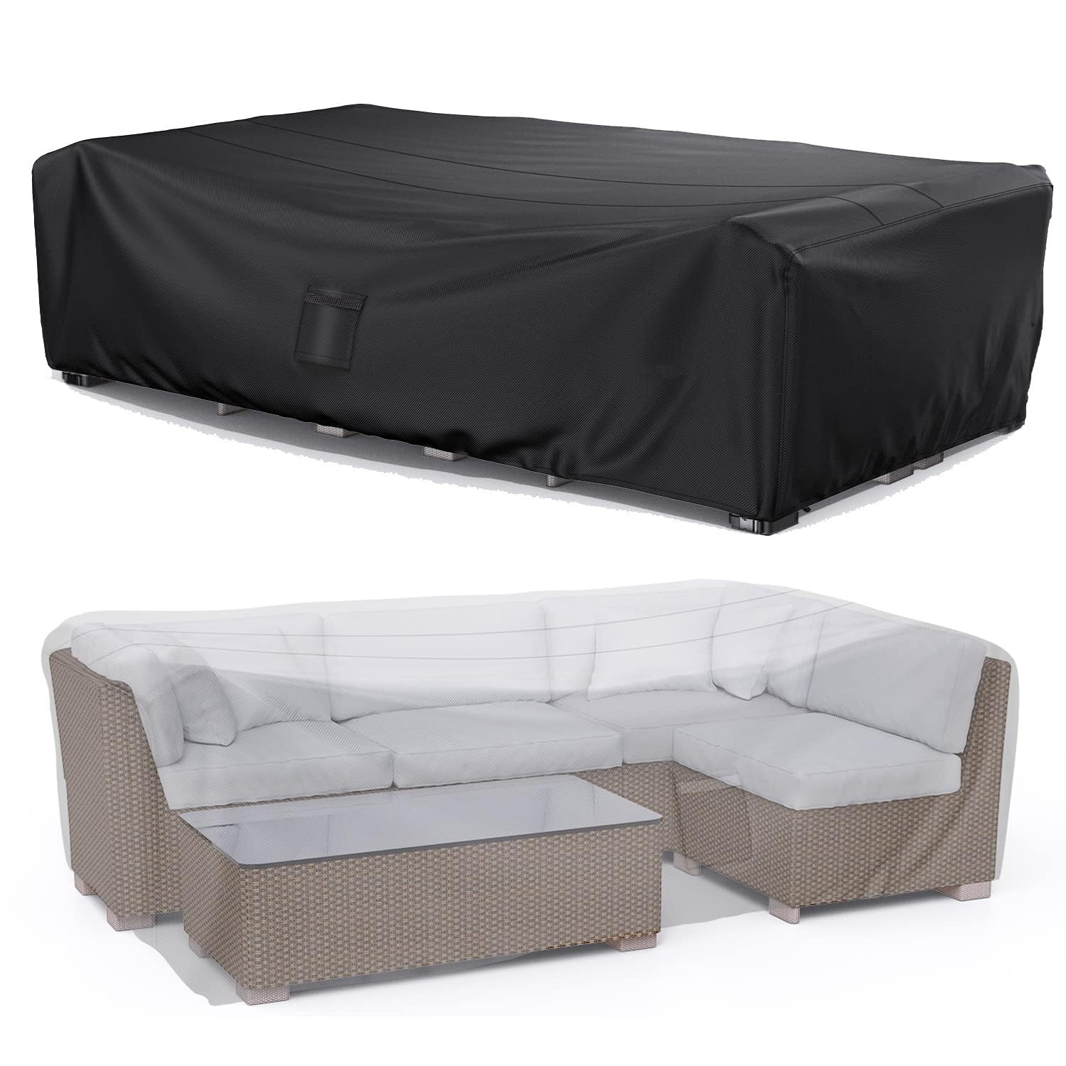 Copertura Tavolo Esterno 200x160x70cm, Copritavolo Esterno Impermeabile 600D Oxford, Anti-UV, Copertura Tavoli Giardino con Uscita d'aria per Tavoli e Sedie, Divani, Mobili in Rattan