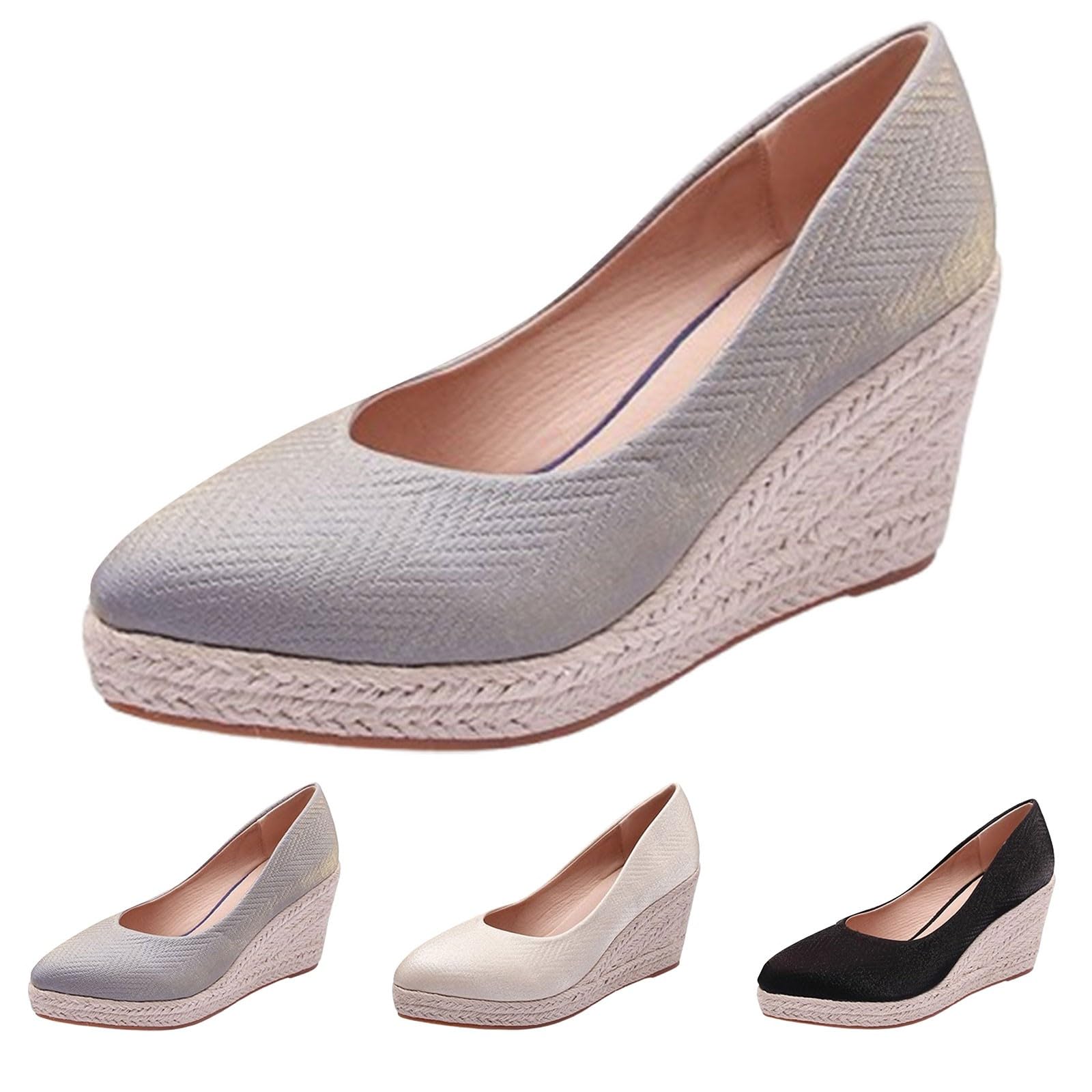 Genérico Alpargatas Mujer Cuña Primavera Verano Anchas Mujer Cuña Plataforma Calzado Esparto Sandalias de Tacón Elegantes Vestir Sandals Alpargatas Valencianas Fiesta Verbenas